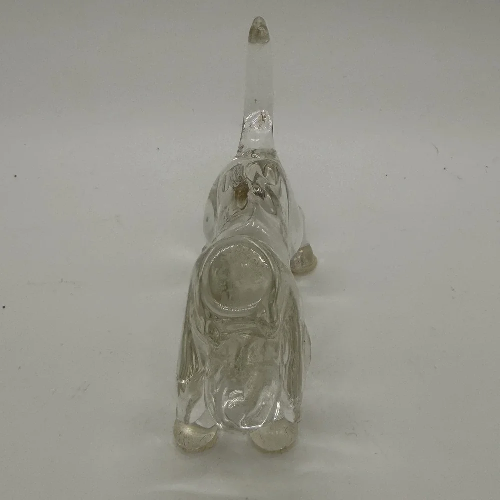 Clear Glass Dog Basset Hound Figurine Paper Weight Home Decor Collectable